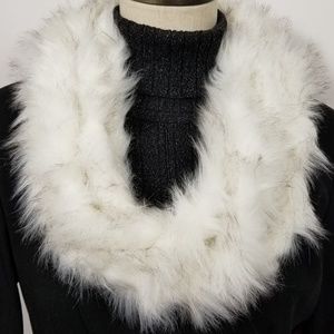 White Fox Faux Fur Necklace Infinity Scarf